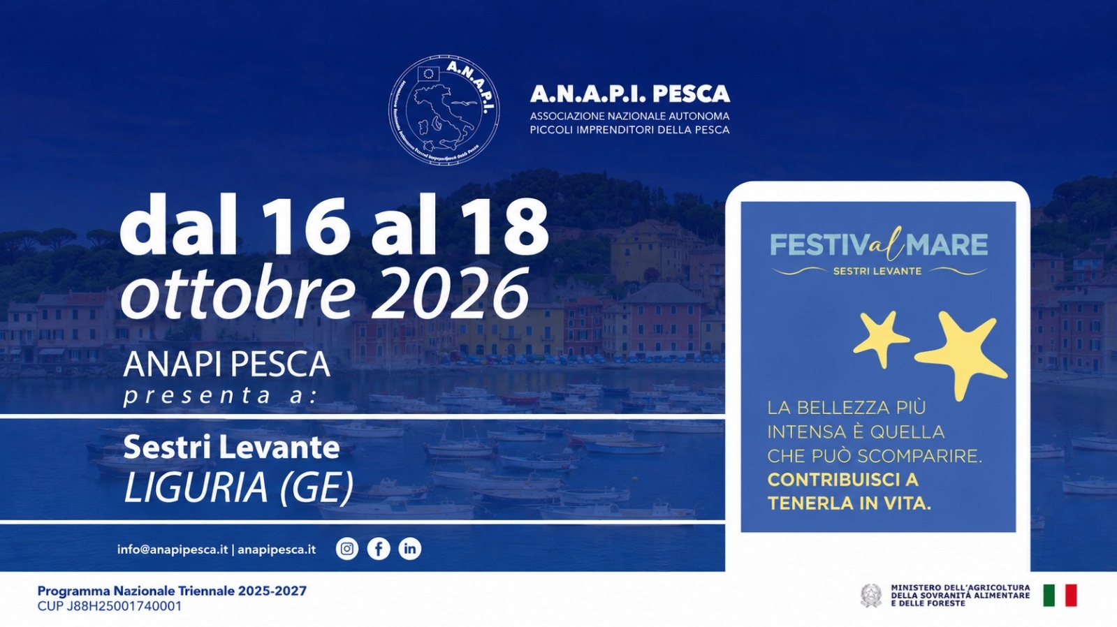 Festival Mare di Sestri Levante 2026 con la partecipazione di ANAPI Pesca